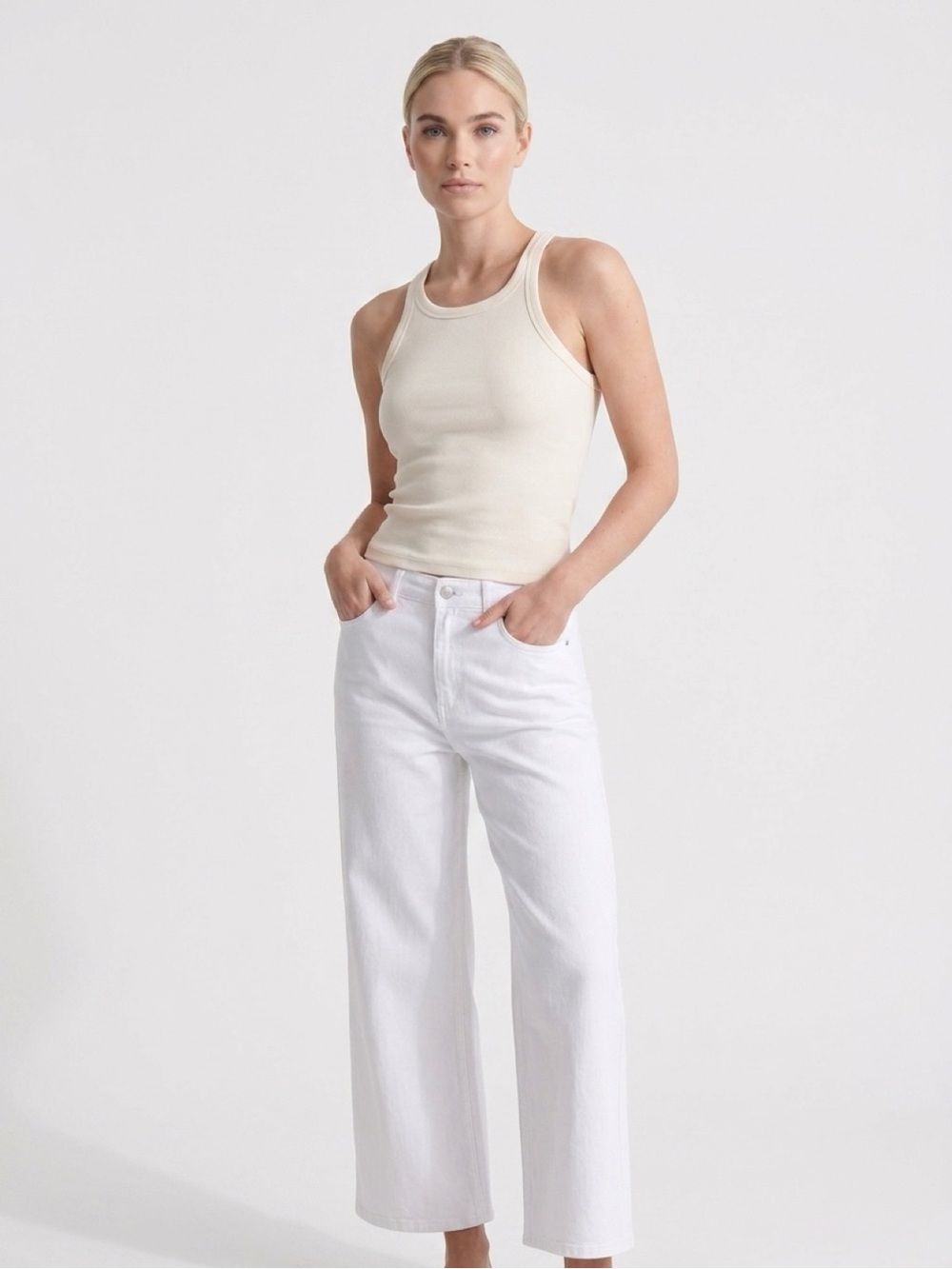 Zara White Wide Leg Jeans